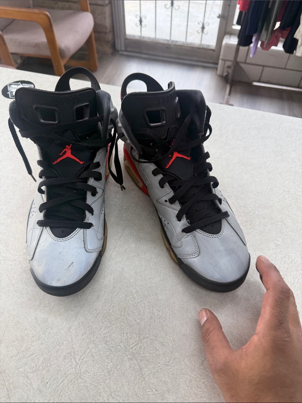 Jordan Men’s High-Top Sneakers - Black, Gray & Red